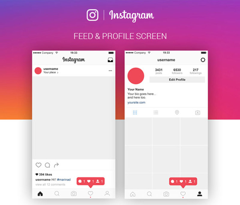 Download Instagram Feed and Profile PSD Mockup - Free Download