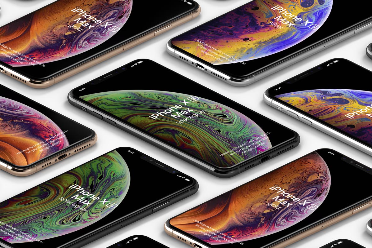 Download Perspective Isometric iPhone XS Max Mockup - Free Download