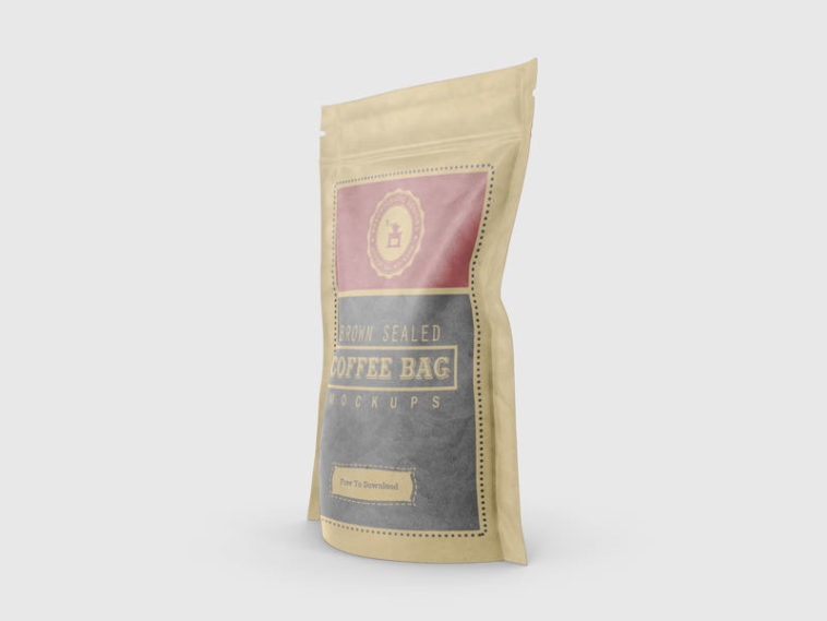 Download Brown Sealed Coffee Bag Mockup - Free Download