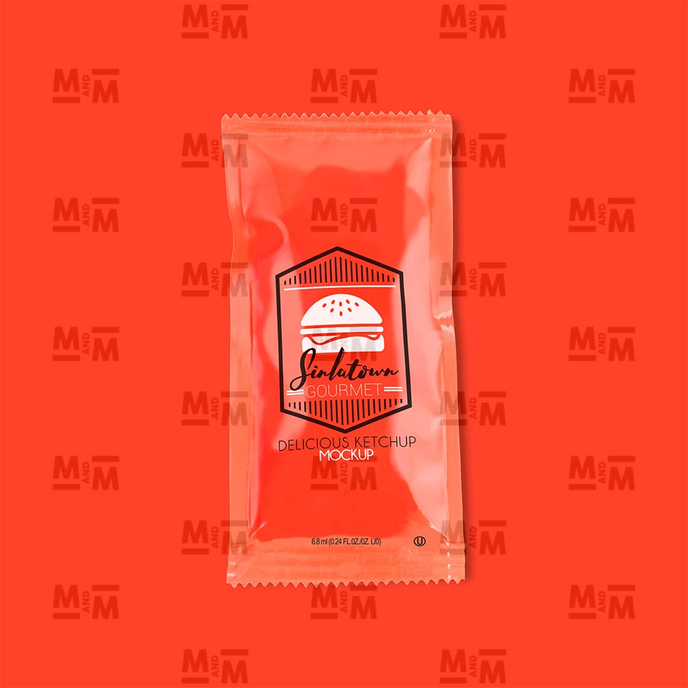 Download Ketchup Sauce Packet Mockup Smashmockup
