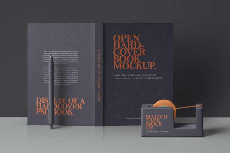 Front and Back Open Hardcover Book Mockup - Smashmockup