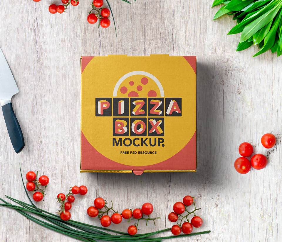 Download Overhead Pizza Box Mockup - Free Download