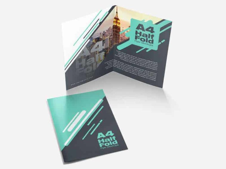 Download A4 Half Fold Flyer Mockup PSD - Free Download