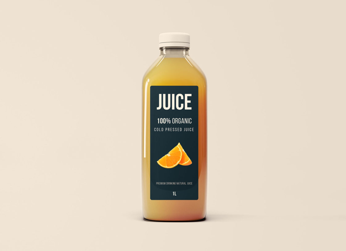 Download Big 1 liter Glass Juice Bottle Mockup - Free Download