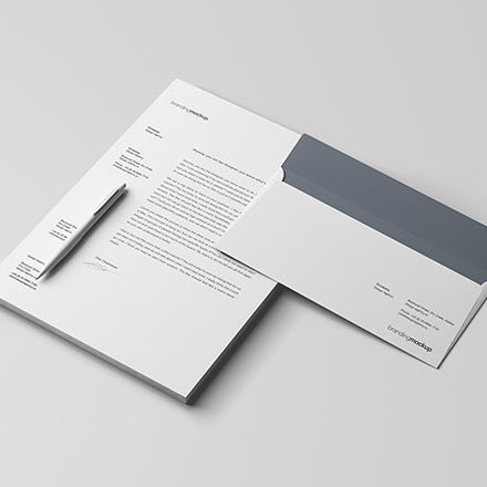 Letterhead Mockup with Flating Pen - Smashmockup