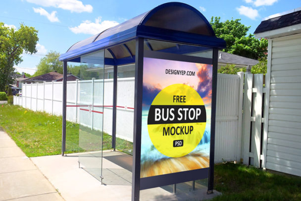 Download Bus Shelter Advertising Mockup PSD - Free Download