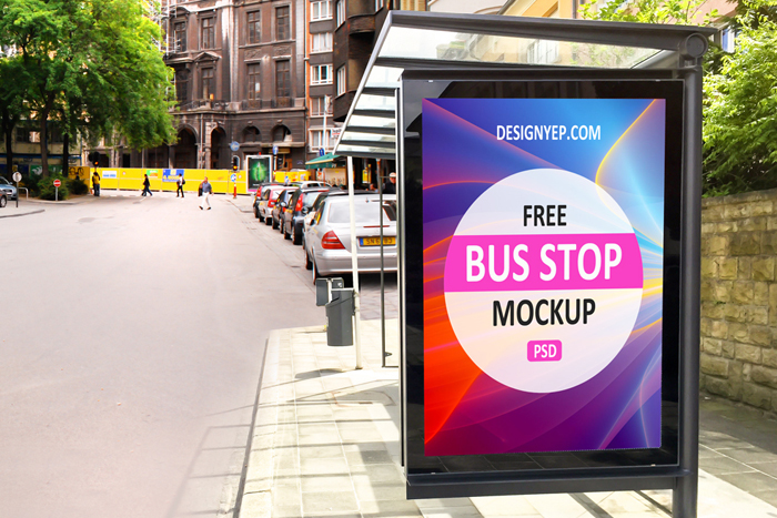 Download Editable Bus Stop Mockup PSD - Free Download
