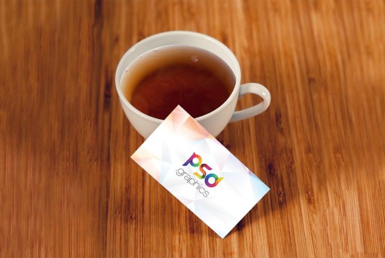 Download Business Card Mockup with Tea Cup - Free Download