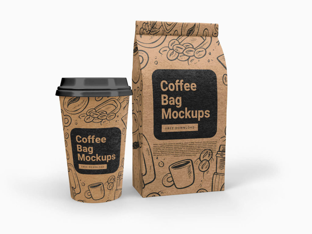 Download Cup and Coffee Bag Mockup - Free Download