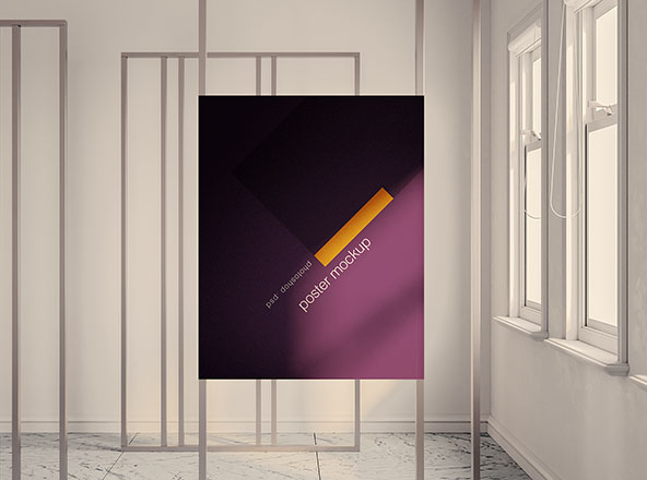 Download Exhibition Poster Mockup with Natural Window - Free Download