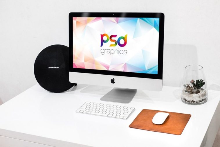 Download iMac Mockup Template on Desk - Free Download