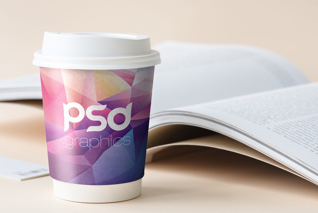 Download Paper Coffee Cup Mockup with Book - Free Download