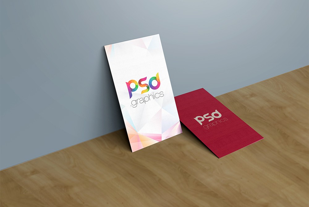 Download Vertical Business Card Mockup PSD on Wall - Smashmockup