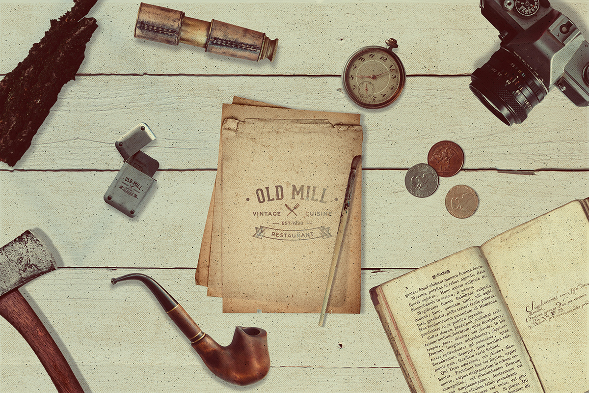 Download PSD Vintage Mockup Scene - Free Download