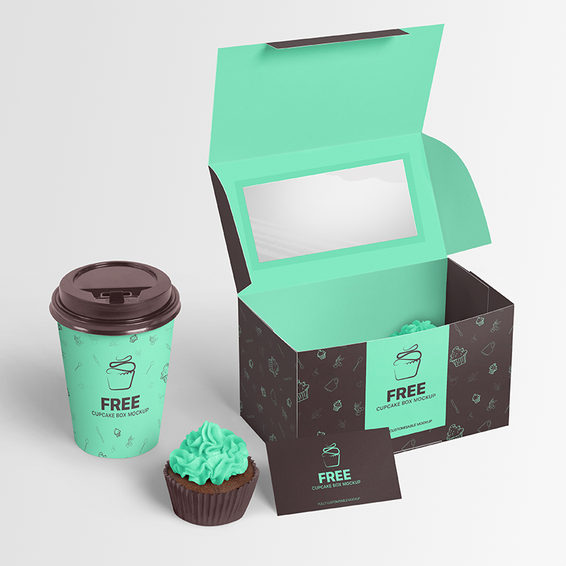 Download Cupcake Box Packaging Mockup - Free Download