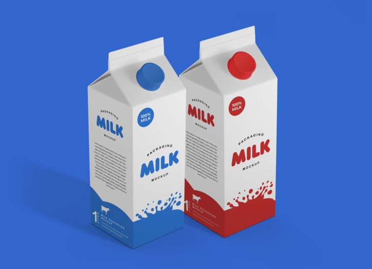 Download Isometric Milk Packaging PSD Mockup - Free Download