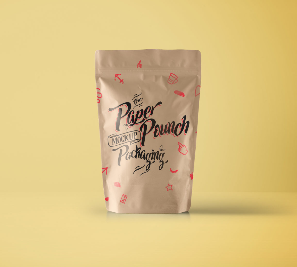 Front View Paper Pouch Packaging Mockup Smashmockup