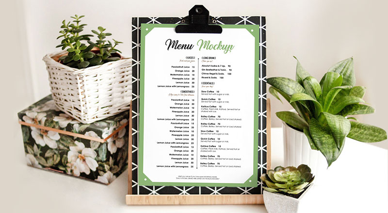 Download A4 Hotel / Restaurant Menu Design Mockup - Free Download