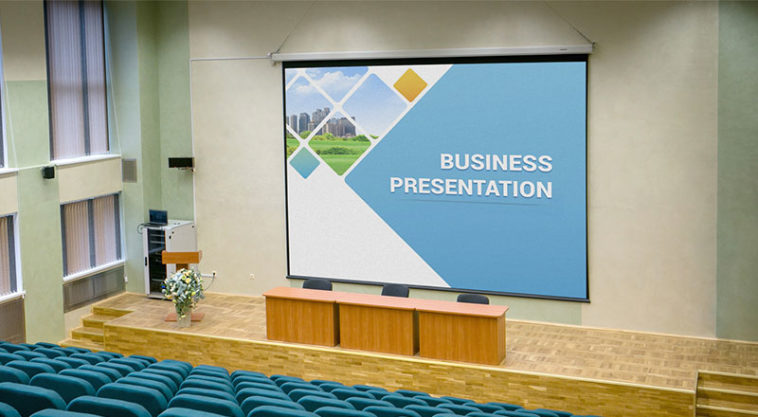 Download Presentation Hall Projector Screen Mockup - Smashmockup