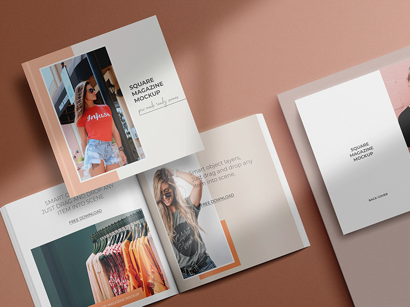 Download Square Magazine Mockup Set - Free Download