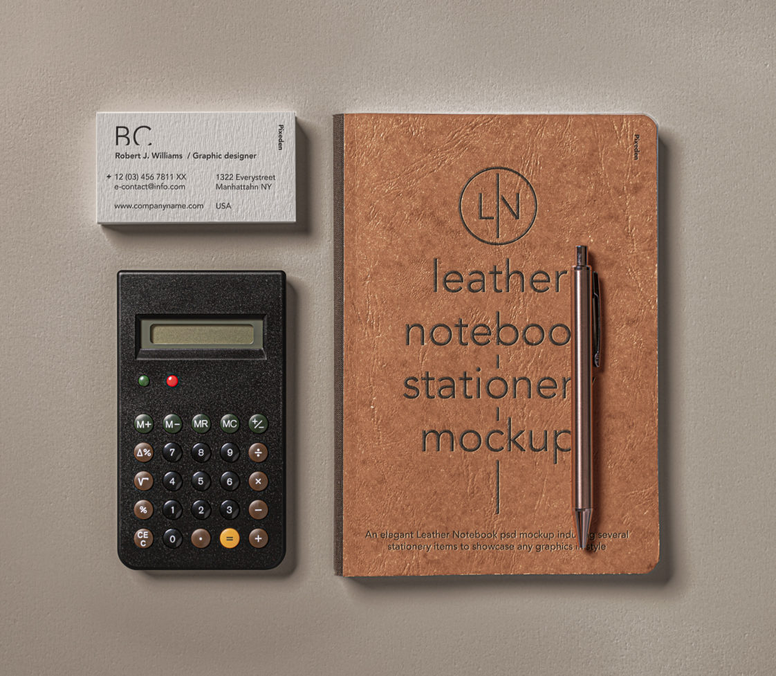 Download Leather Cover Notebook Mockup - Smashmockup
