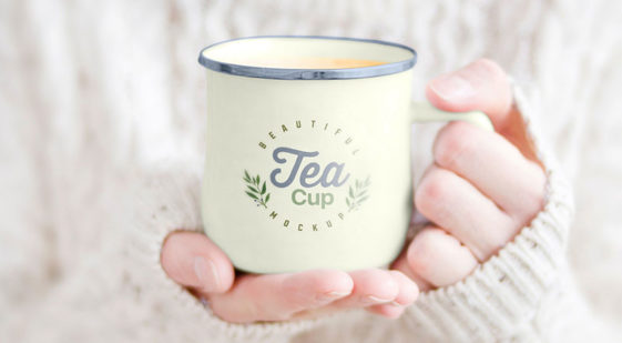 Download Female Holding Tea Cup Mockup - Free Download