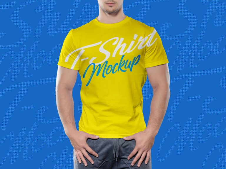 Download Fit Man Half Sleeves T-shirt Mockup - Free Download