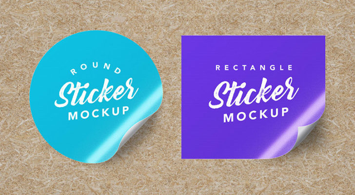 Download Textured Round & Rectangle Sticker Mockup - Free Download