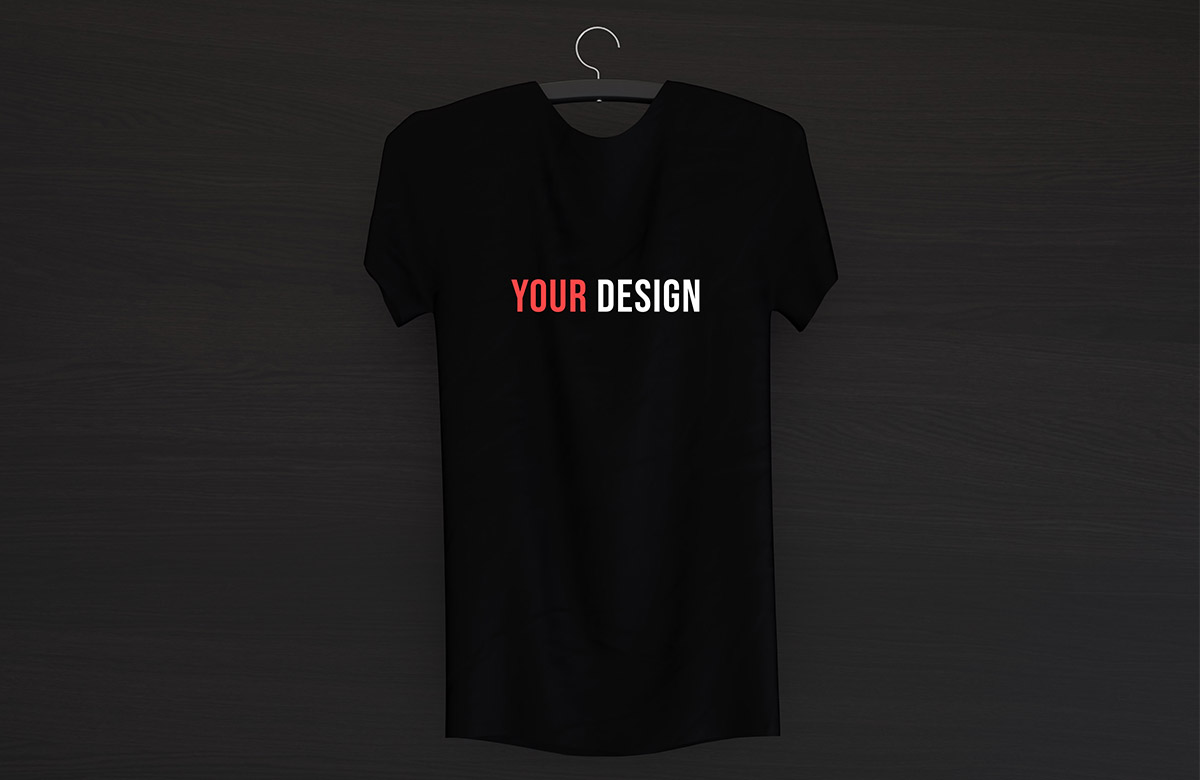 Hanging Black T-shirt Mockup - Free Download