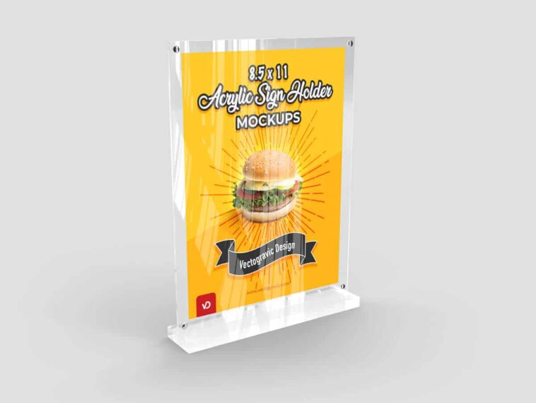8.5 X 11 Restaurant Acrylic Sign Holder Mockup - Smashmockup