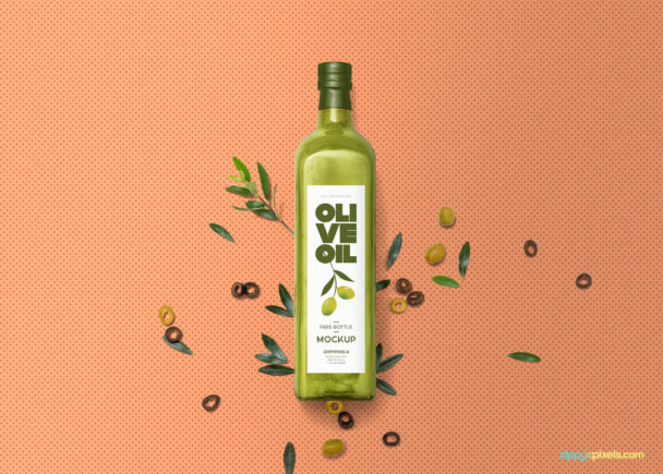 Download Glass Olive Oil Bottle Mockup - Free Download