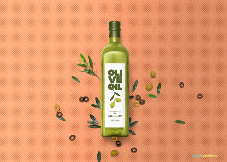 Download Glass Olive Oil Bottle Mockup - Free Download