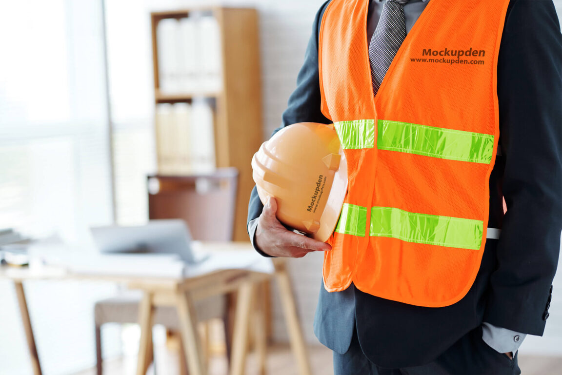 Download Construction Vest and Helmet Mockup PSD - Free Download