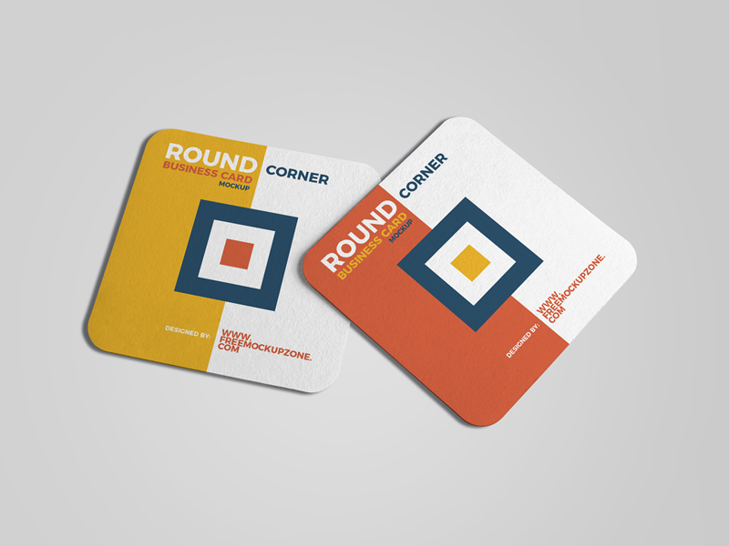 Download Square Round Corner Business Card Mockup - Free Download