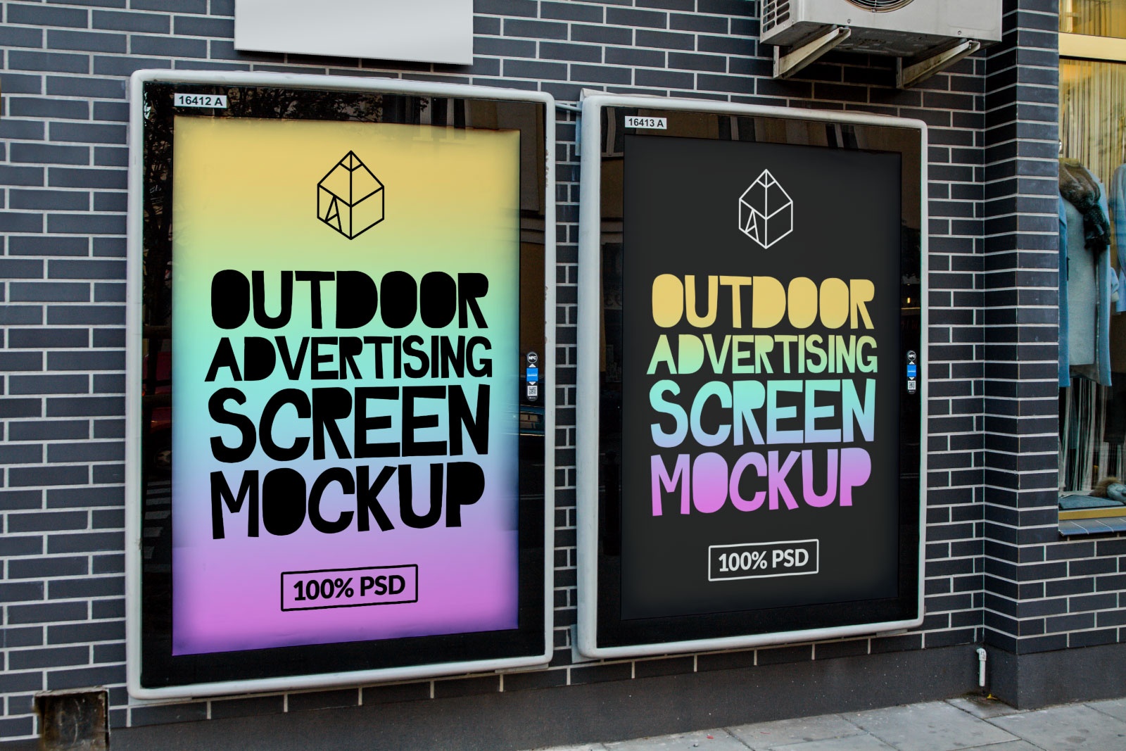 Download Outdoor Wall Brick Poster Mockup - Free Download