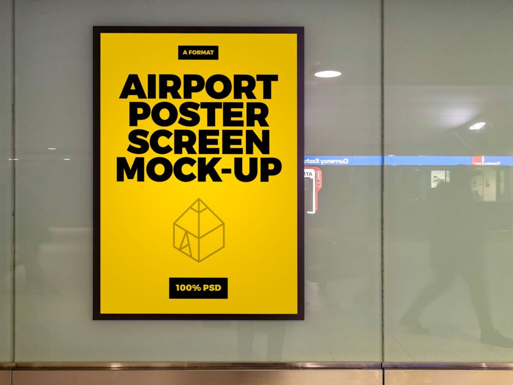 Download Airport Poster Screen Mockup - Smashmockup