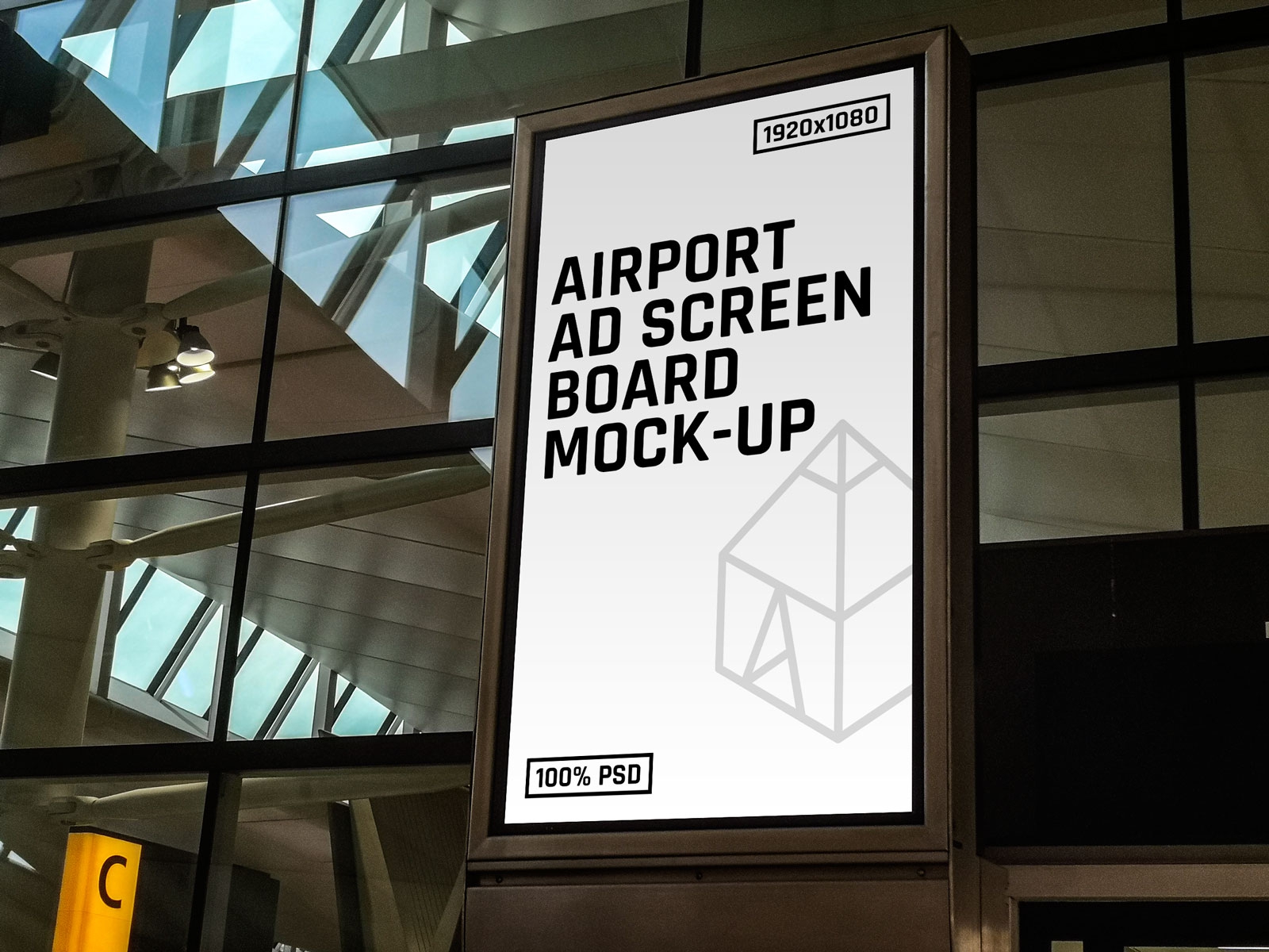 Airport Ad Screen Poster Mockup - Free Download