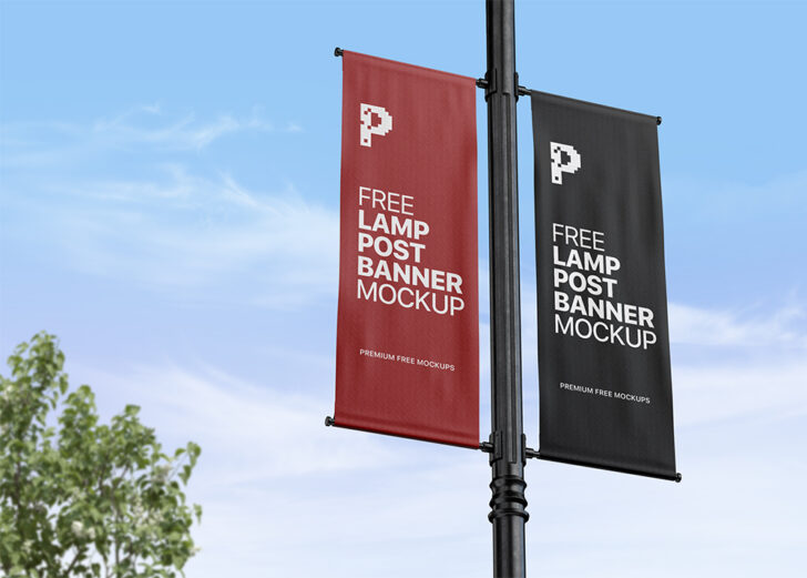 Download Lamp Post Banner Mockup PSD - Smashmockup