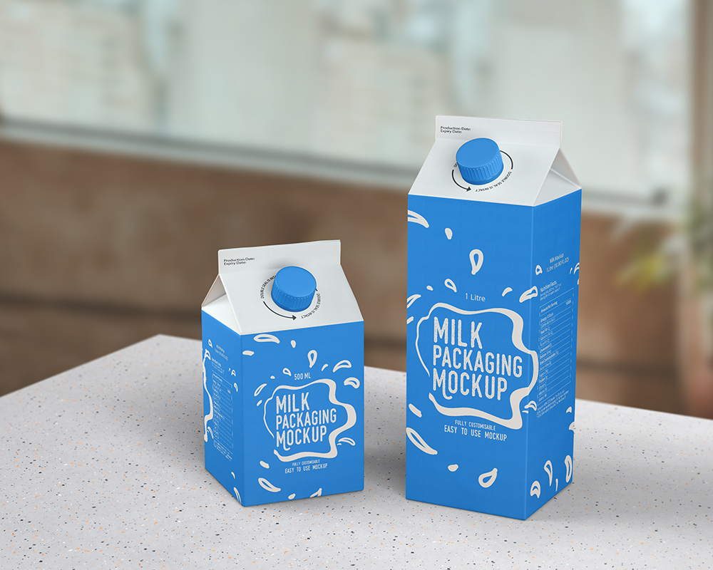 One Liter And Halfliter Milk Packaging Mockup Smashmockup