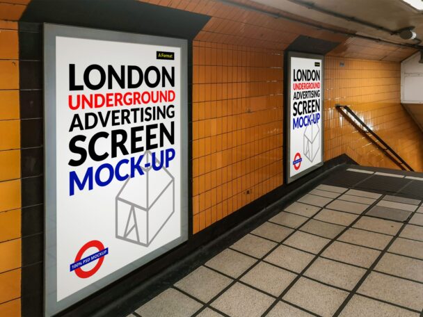 Download Metro Subway Advertising Mockup Near Escalator - Smashmockup