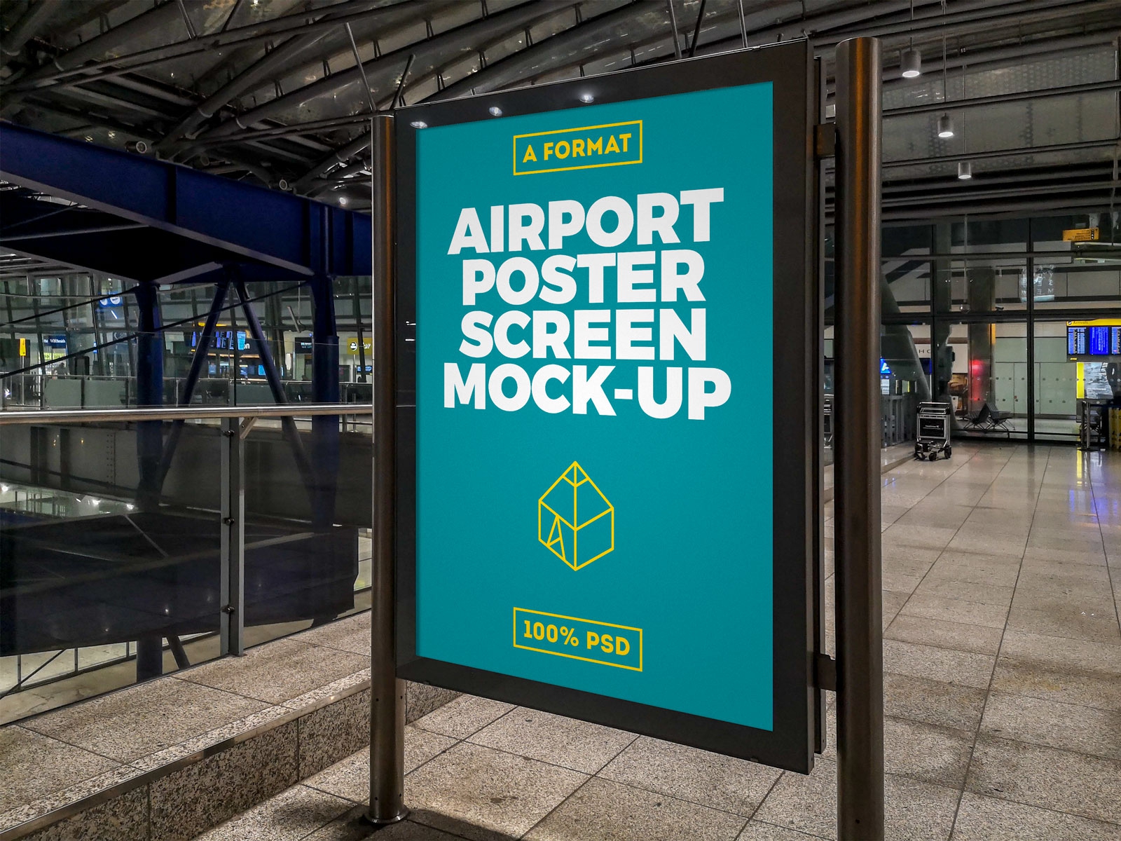 Download Standing Airport Poster Advertising Mockup - Free Download