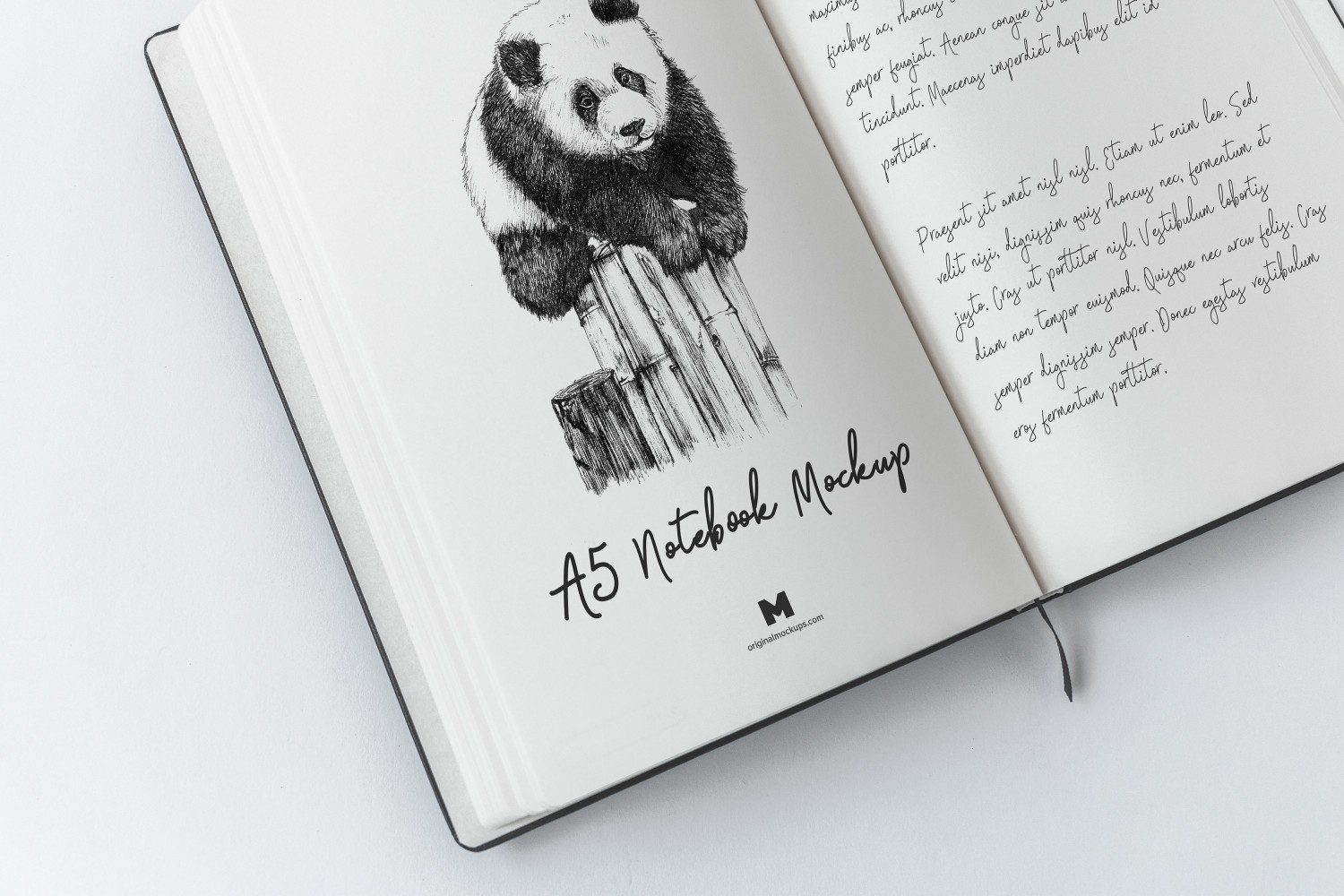 Download A5 Hardcover Notebook Opened Mockup - Free Download