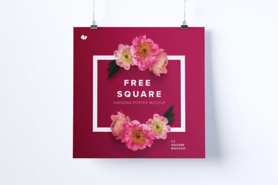 Download Square Hanging Poster Mockup - Free Download