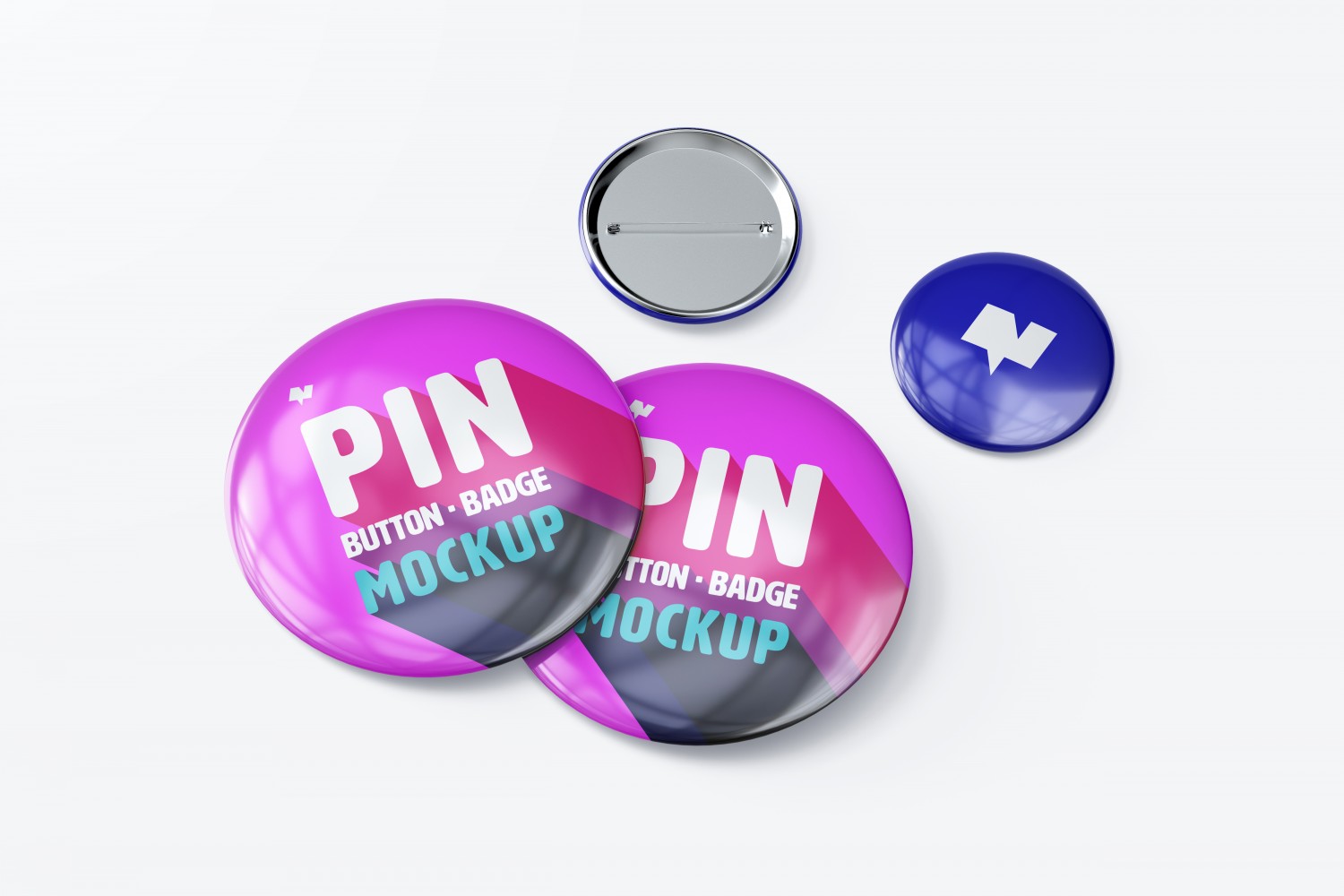 Download Round Button Pin Badges Mockup - Free Download