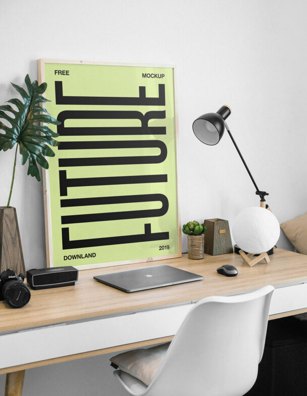 Download Wall Art Frame on Desk Mockup - Free Download