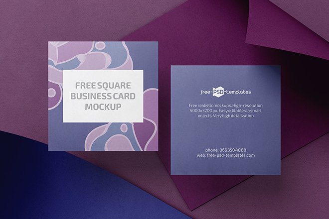 PSD Square Business Card Mockup - Free Download