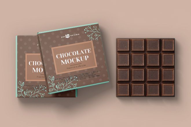 Download Chocolate Bar Label Mockup with Box - Free Download