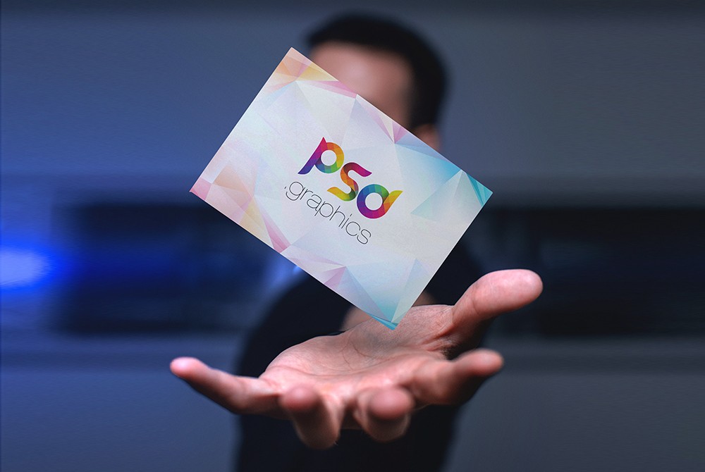 Download Floating Business Card Mockup on Hand - Free Download