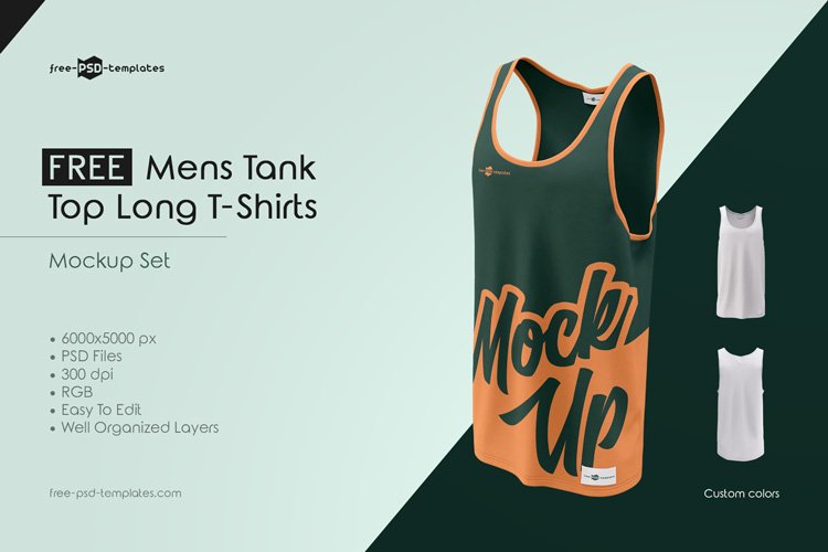 Download Mens Tank Top Long T-Shirts Mockup - Free Download
