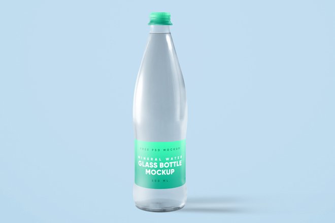 Download Mineral Water Glass Bottle Mockup - Free Download
